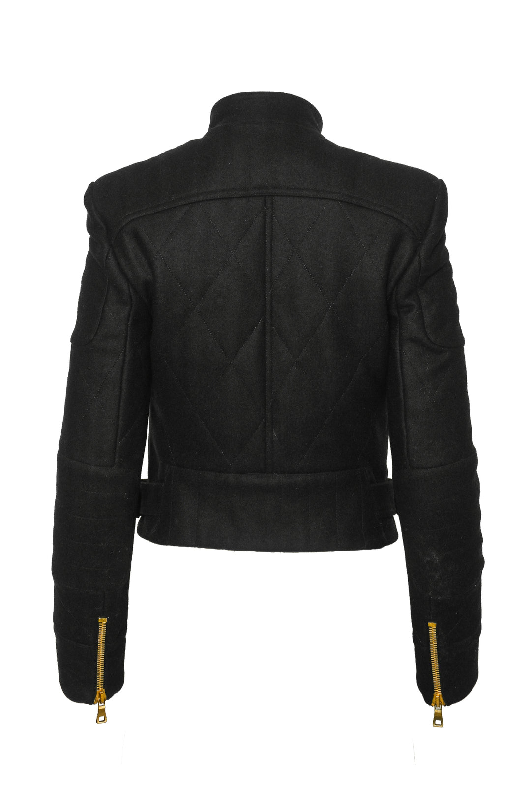 Balmain Size 36 Wool-Blend Quilted Moto Jacket