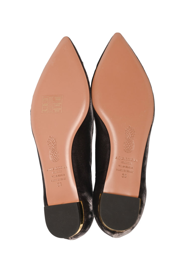Aquazzura Size 36 Christy Fauna Embellished Velvet Flats