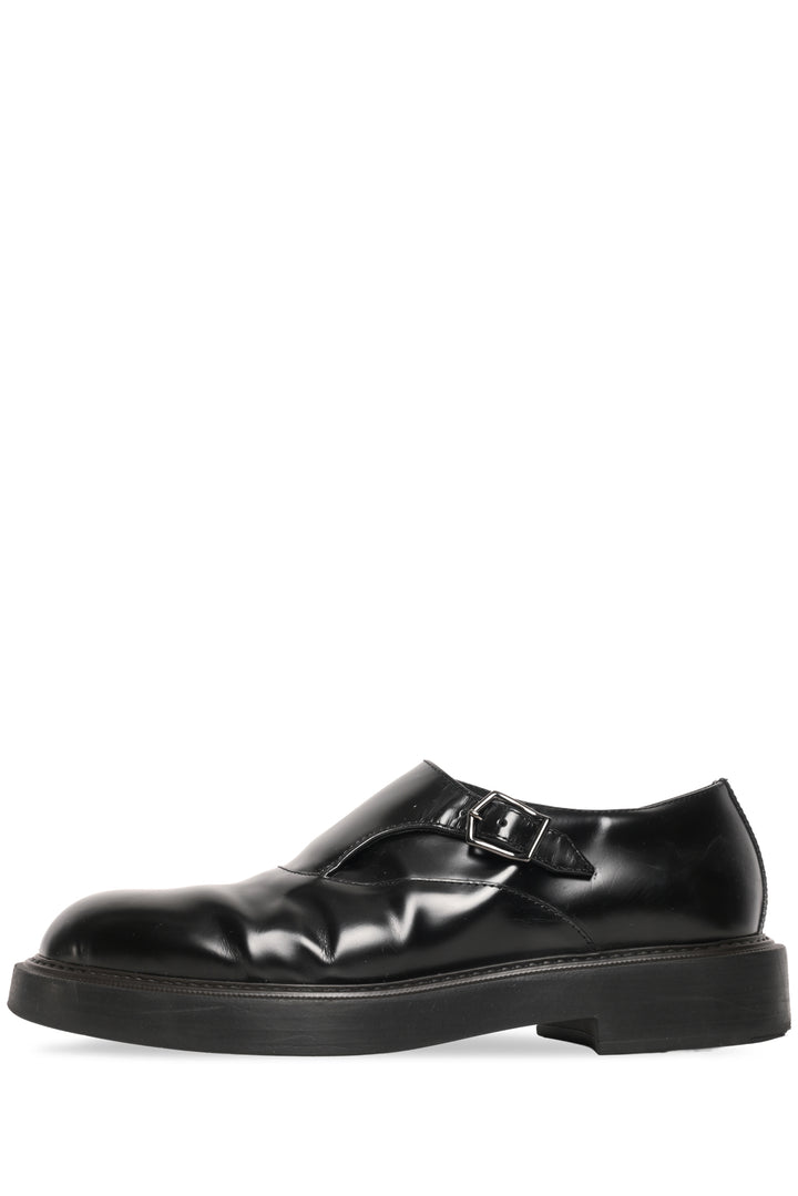 Emporio Armani Mens Shoe Size 8.5 Brushed Leather Monkstraps Loafers