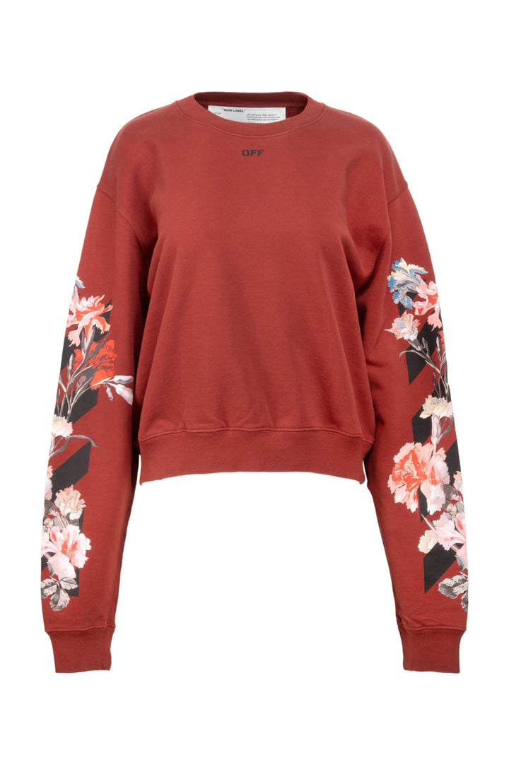 Off White Size M Flower Carryover Crop Crewneck Sweatshirt