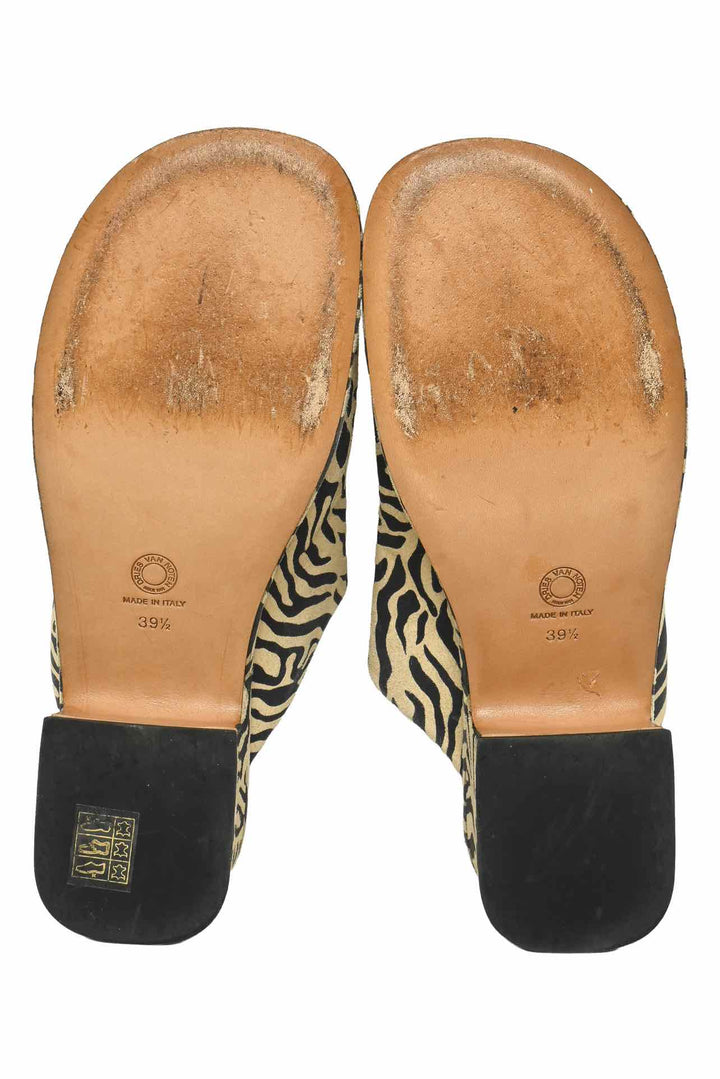 Dries Van Noten Size 40 Strappy Pony Hair Detailed Wedge Sandals