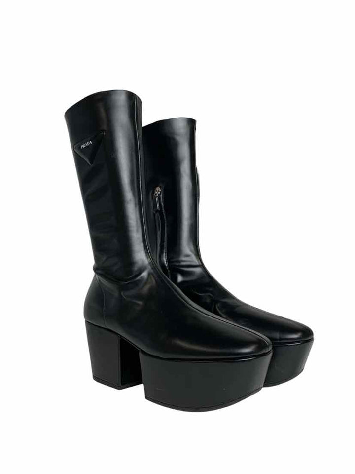 Prada Size 39 Nappa Tech Logo Platform Boots