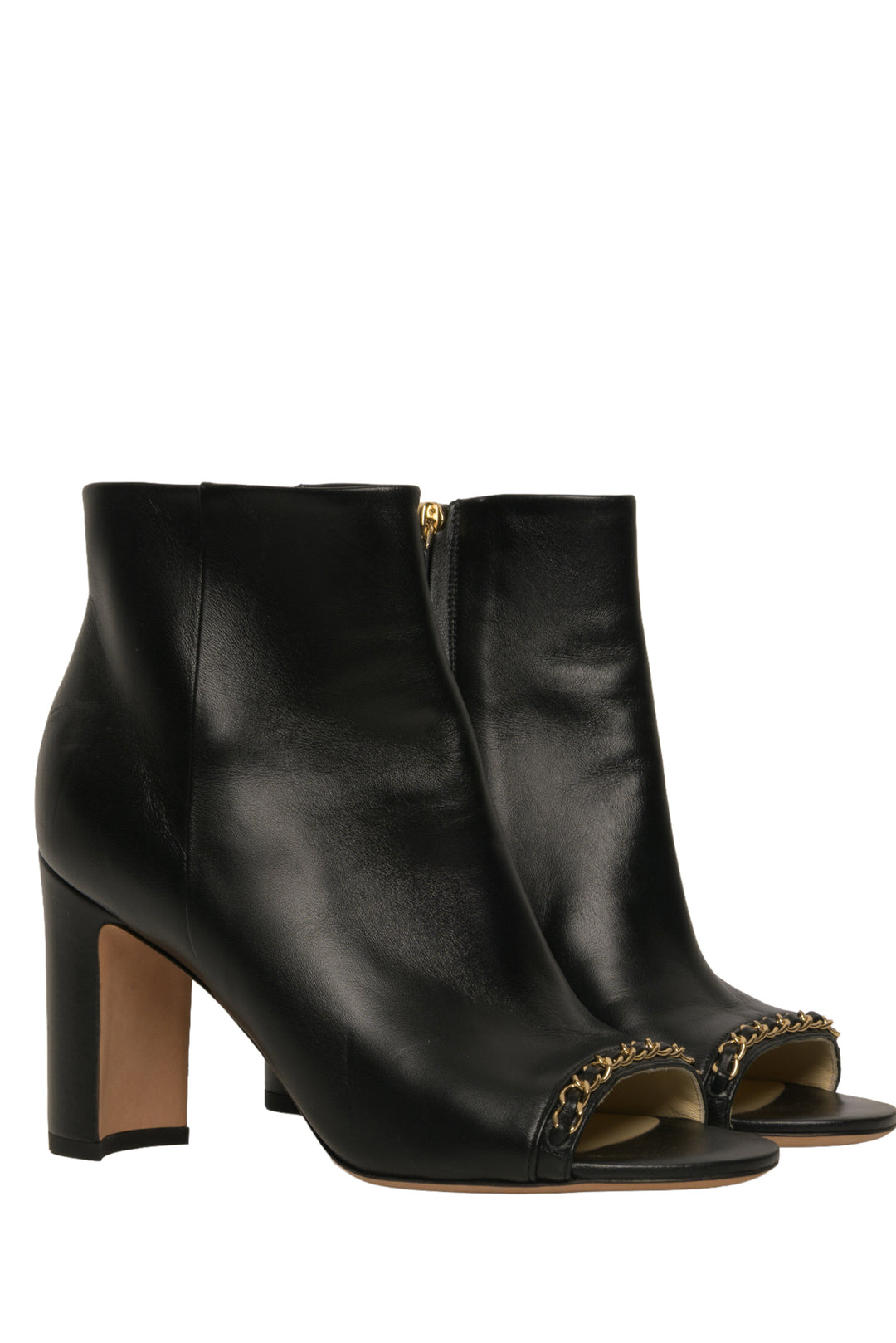 Chanel Size 37.5 Lambskin Open Tote Ankle Boots