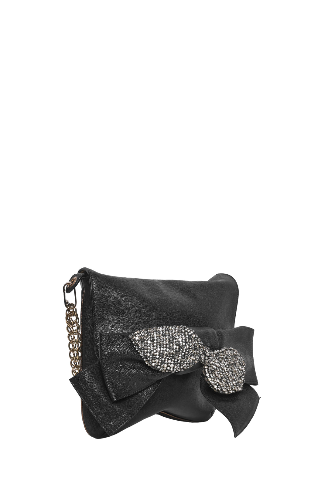 Chloe Vintage Rhinestone Bow Leather Shoulder Bag