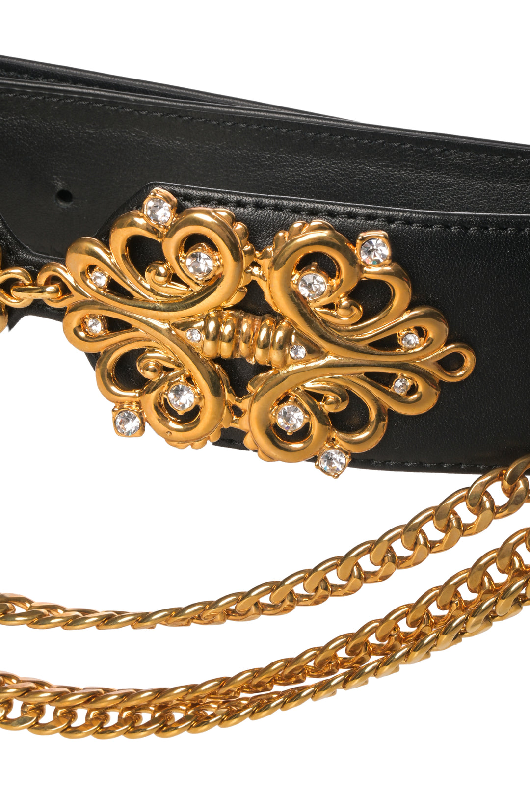 Alessandra Rich Size S Gold Embellishedment Leather Belt
