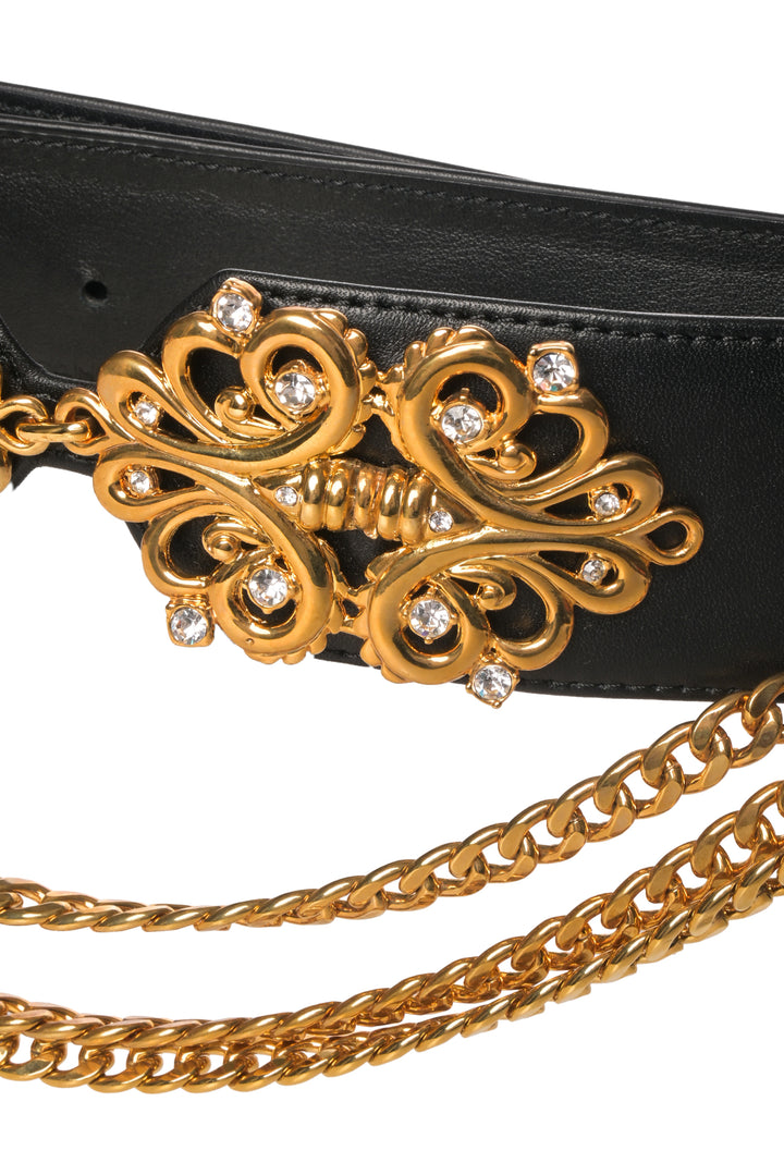 Alessandra Rich Size S Gold Embellishedment Leather Belt