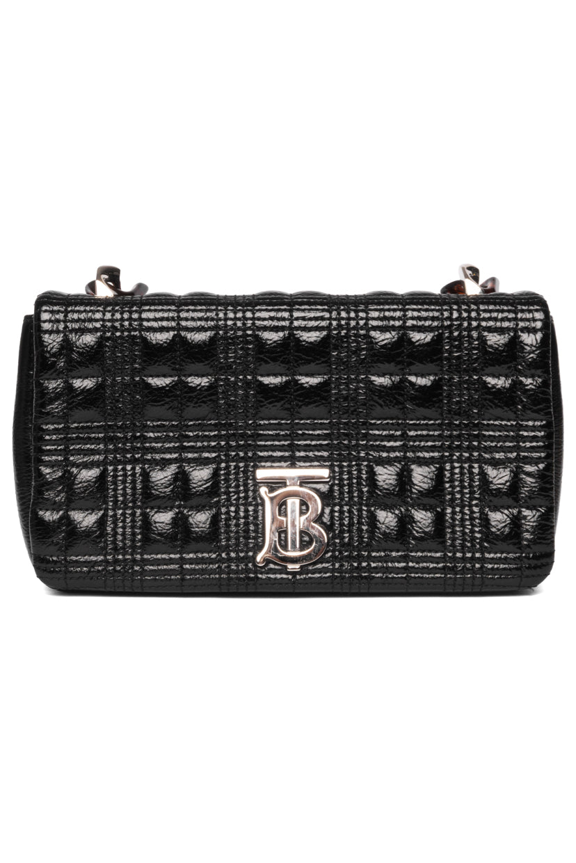 Burberry Small Lola Patent Quilted Resin Chain Bag
