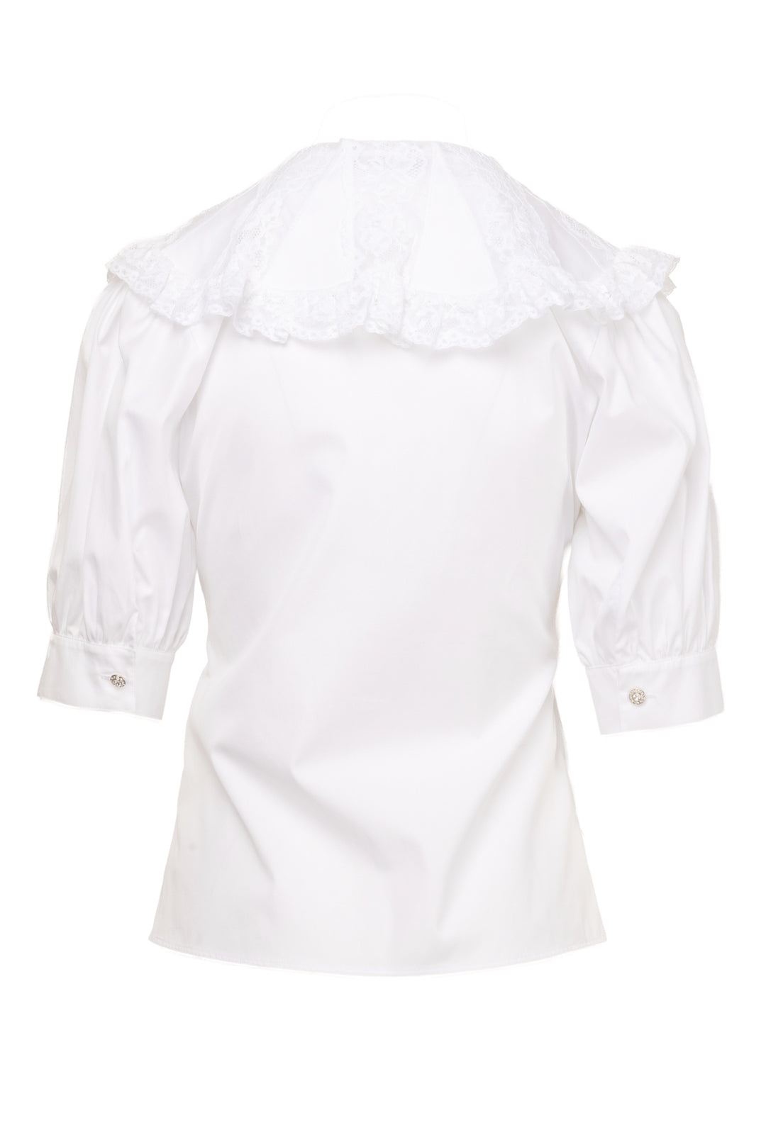 Alessandra Rich Size 2 Lace Collar Puff-Sleeve Shirt