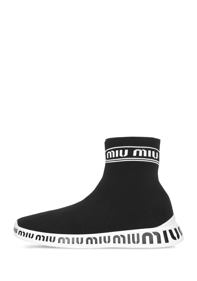 Miu Miu Size 38 Logo Knit Sock Sneaker