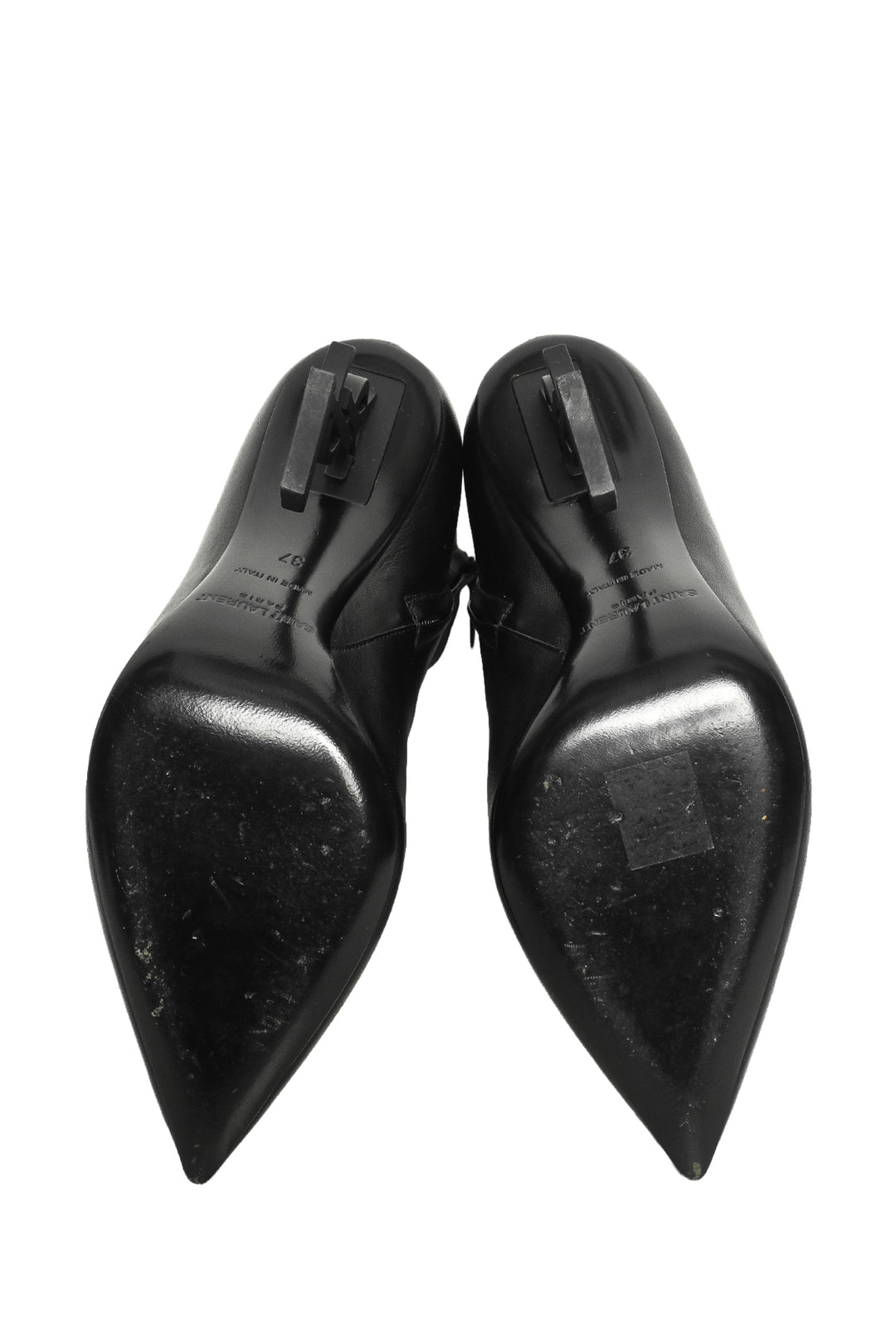 Saint Laurent Size 37 Opyum Pointed Toe Leather Ankle Boots