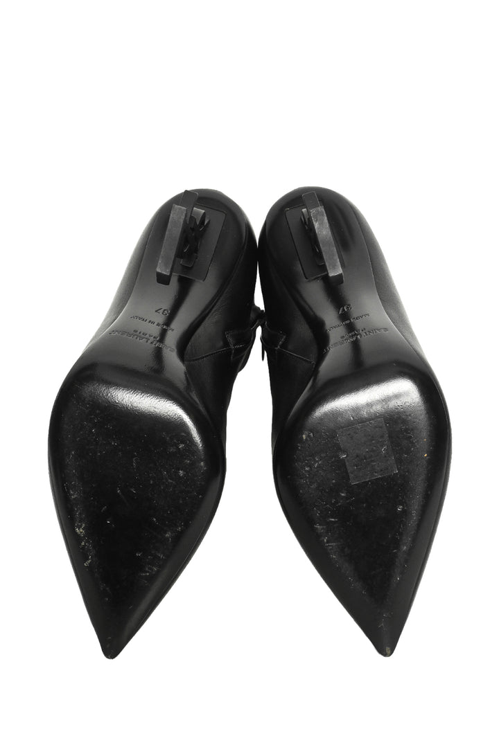 Saint Laurent Size 37 Opyum Pointed Toe Leather Ankle Boots