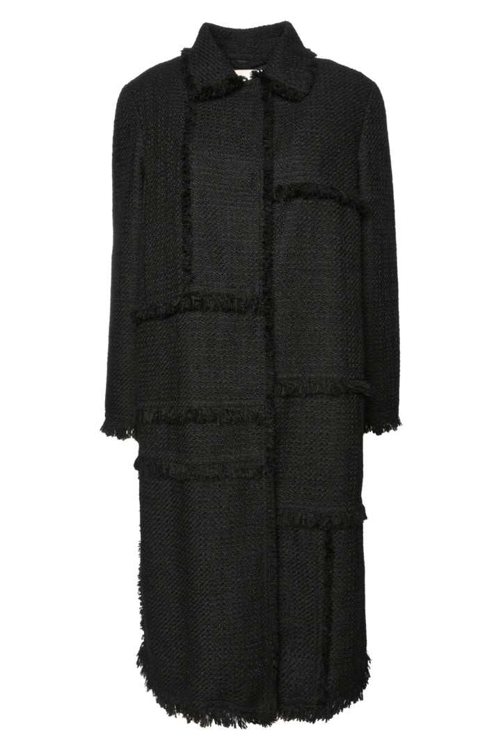 Lafayette 148 Size M BouclÃ© Tweed Hand-Fringed Patchwork Coat