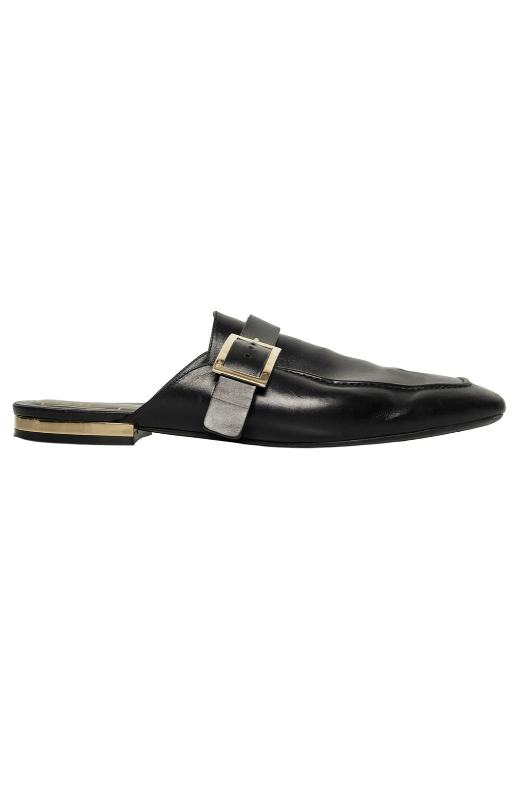 Roger Vivier Size 41 Buckle Accent Square Toe Mules