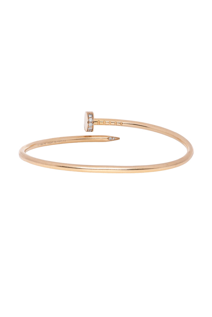 Cartier Size 15 18K Yellow Gold Juste Un Clou Diamond Bracelet
