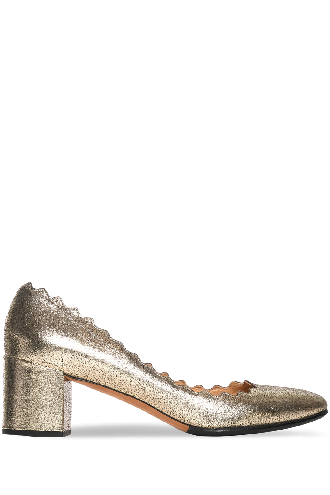 Chloe Size 39 Metallic Scalloped Lauren Mid Heel Pumps