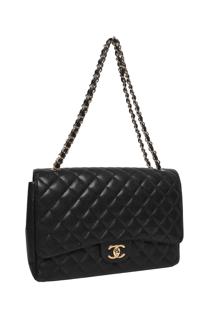 Chanel 2011 Caviar Quilted Maxi Classic Double Flap Shoulder Bag