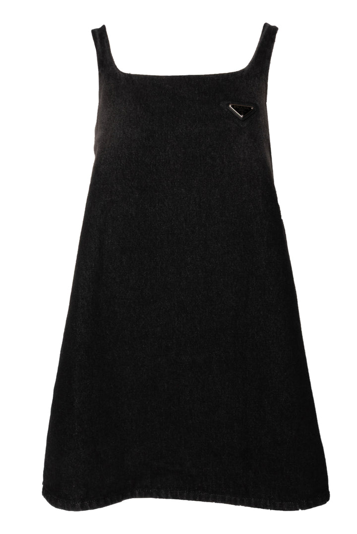 Prada Size 36 2022 Triangle Logo A-Line Denim Mini Dress