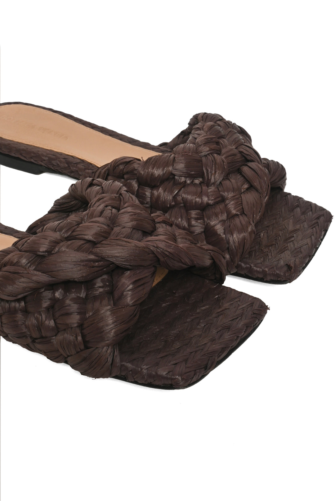 Bottega Veneta Size 38 Woven Raffia Flat Sandals