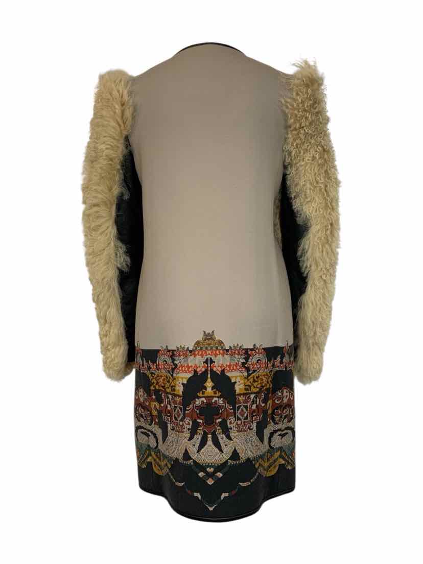 Etro Size 42 Pattern Wool Lambs Wool Sleeve Coat