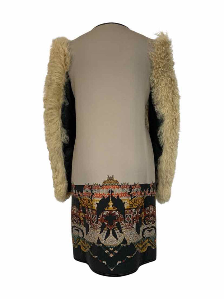 Etro Size 42 Pattern Wool Lambs Wool Sleeve Coat
