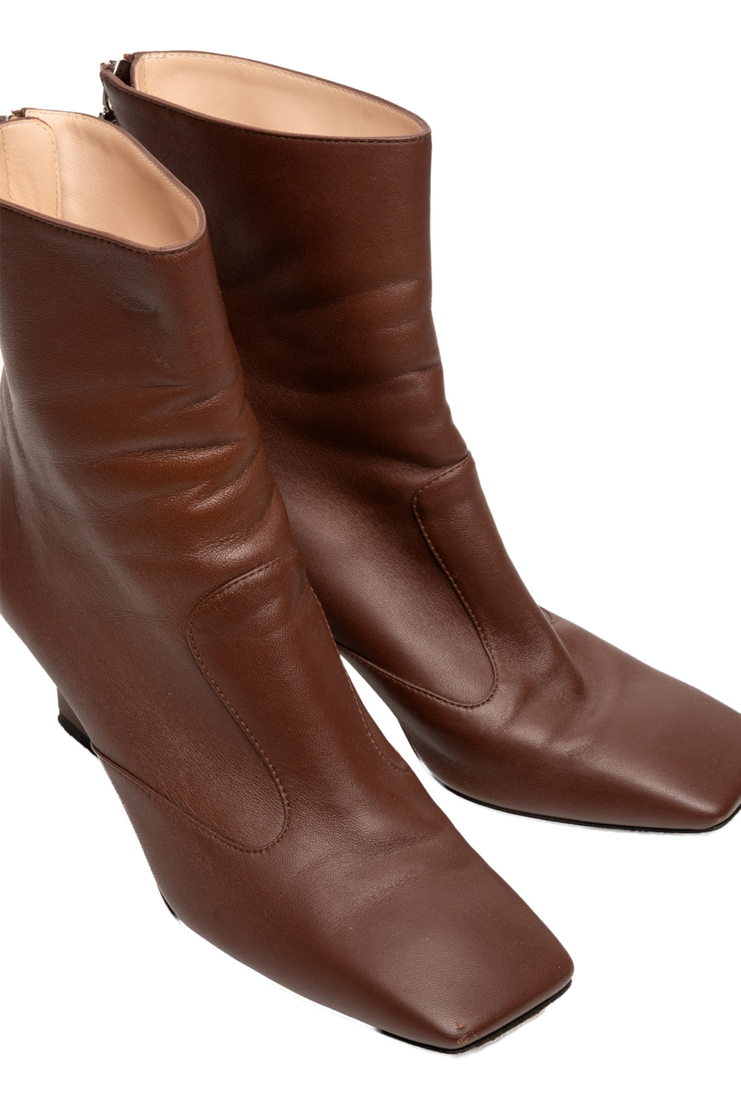 Fendi Size 35.5 Ffreedom Square-toe Leather Ankle Boots