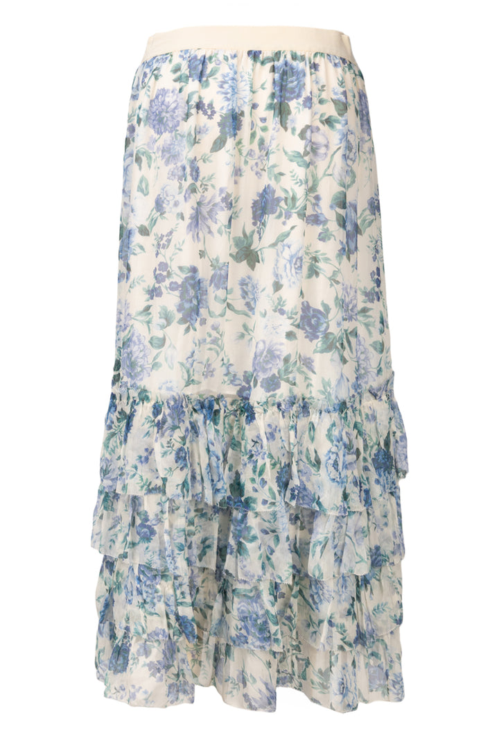 Zimmermann Size 2 Floral Tiered Midi Skirt