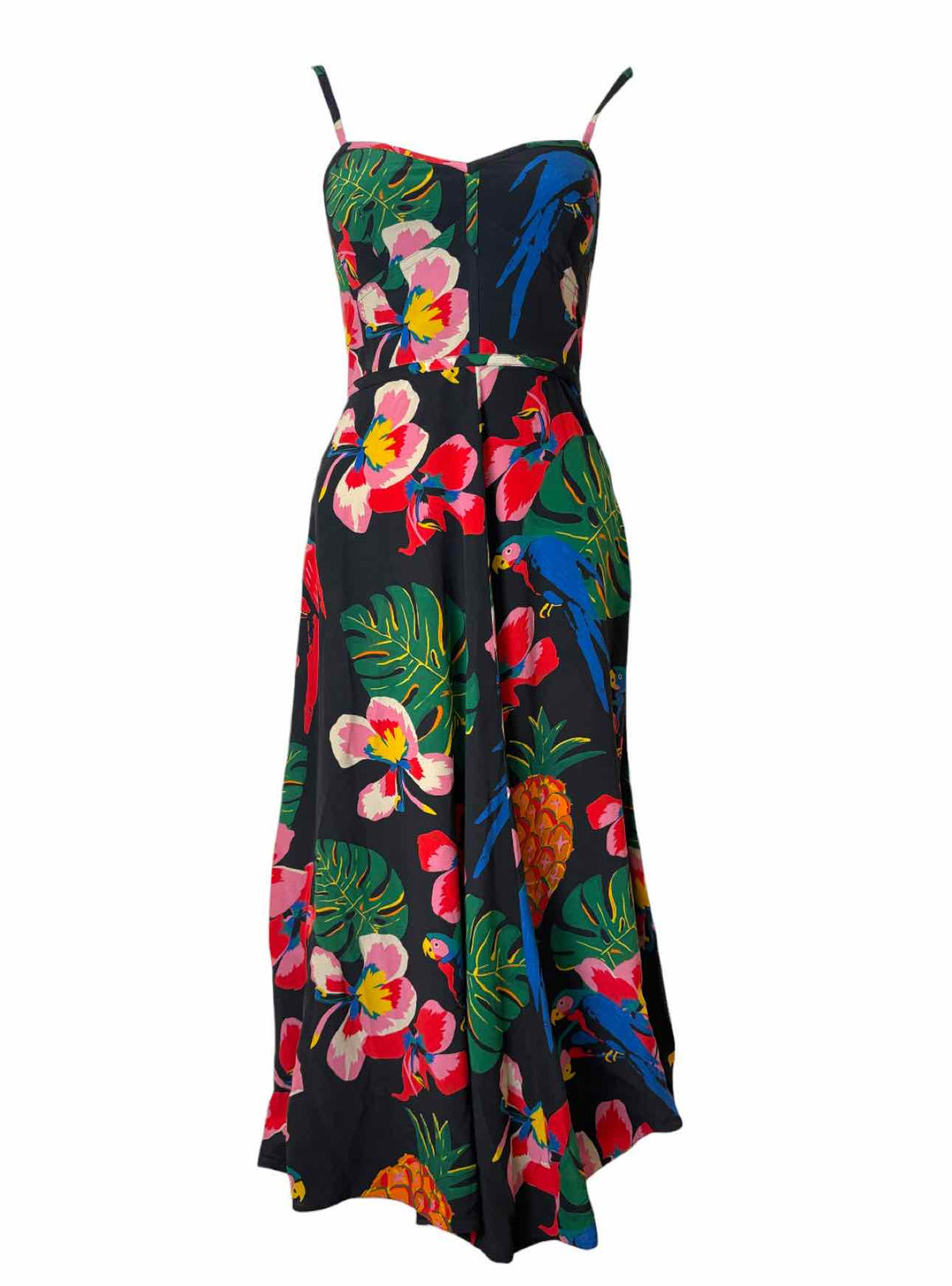 Valentino Size 40 Tropical Pattern Silk Dress