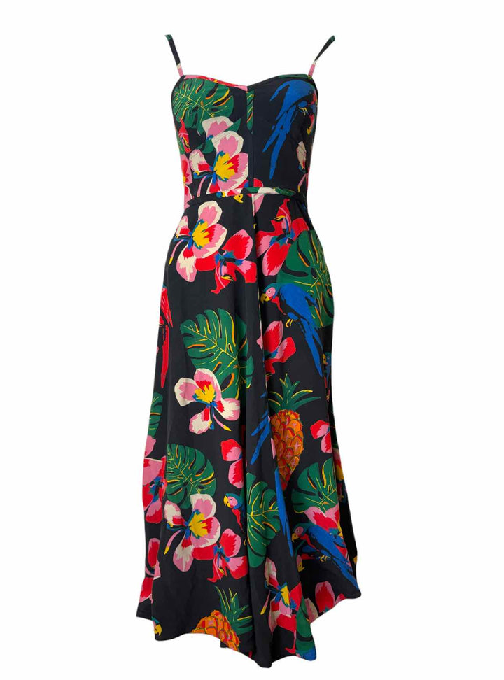 Valentino Size 40 Tropical Pattern Silk Dress