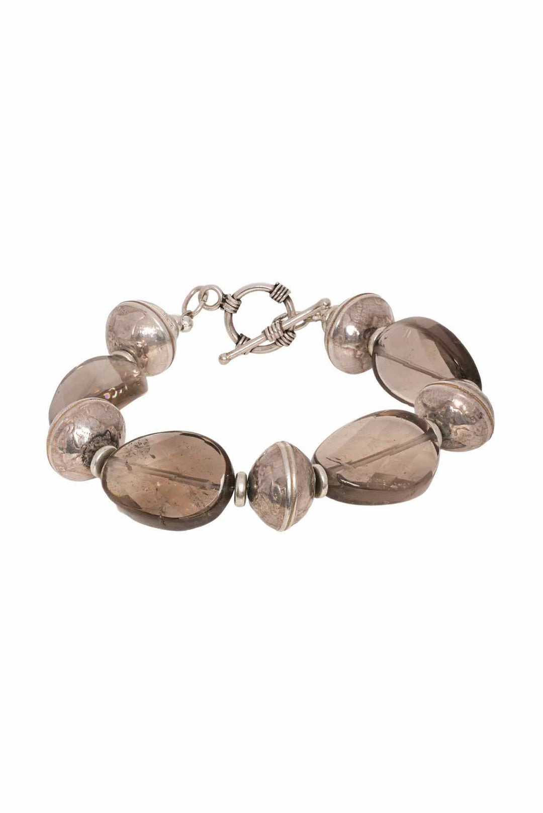 Silver & Smoky Quartz Toggle Bracelet