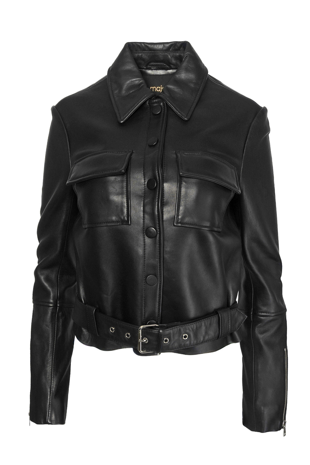 maje Size 36 Lamb Leather Moto Jacket