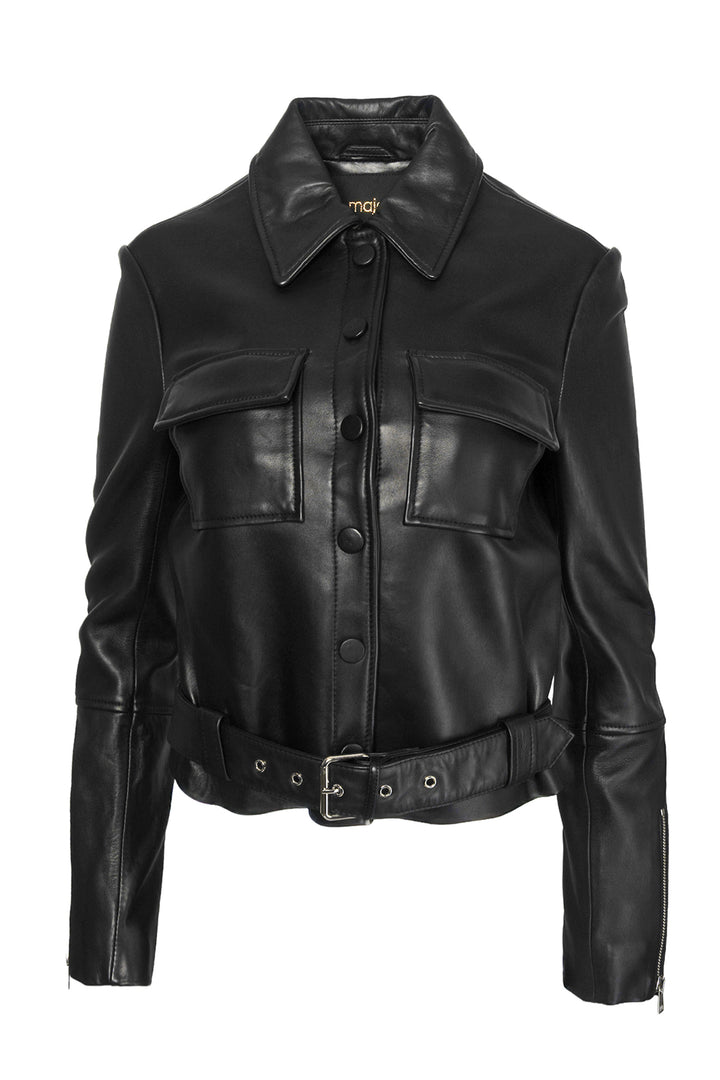 maje Size 36 Lamb Leather Moto Jacket
