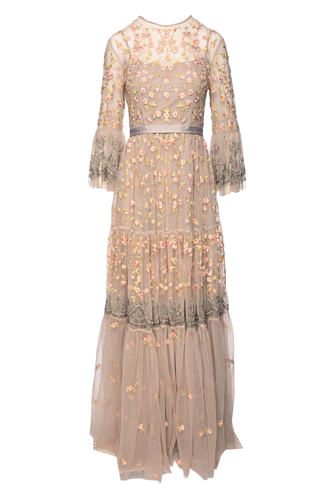 Needle & Thread Size 6 Climbing Blossom Embroidered & Beaded Maxi Length Dress