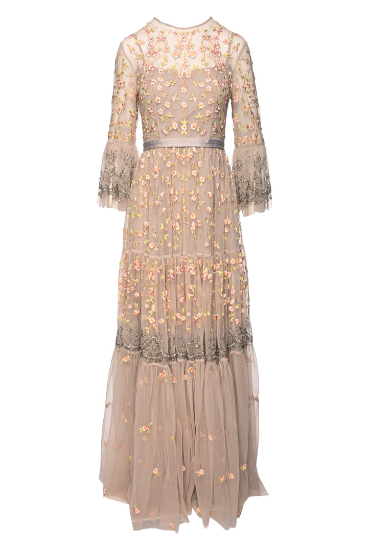 Needle & Thread Size 6 Climbing Blossom Embroidered & Beaded Maxi Length Dress