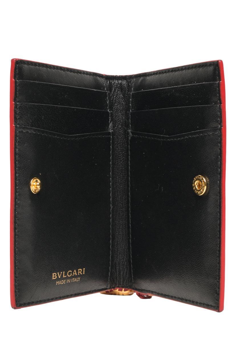 Bvlgari Patent Leather Serpenti Forever Charm Bifold Card Holder Wallet
