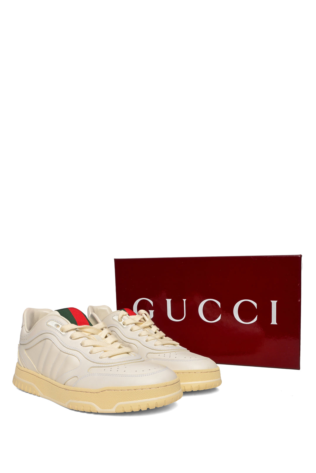 Gucci Size 39 Re-Web Low Top Leather Sneaker
