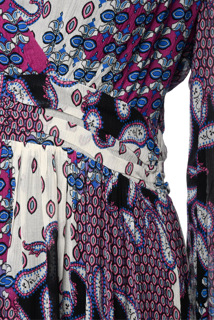 BA&SH Size L Blake Printed Faux Wrap Midi Dress