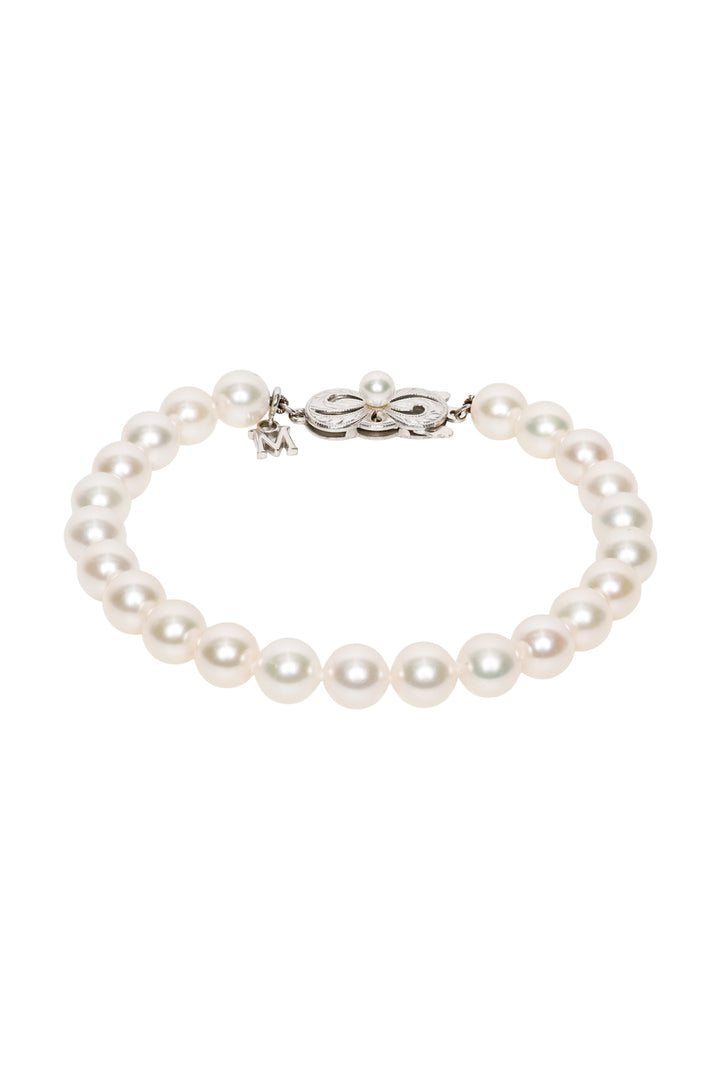 Mikimoto 18K White Gold Akoya Cultured Pearl Bracelet