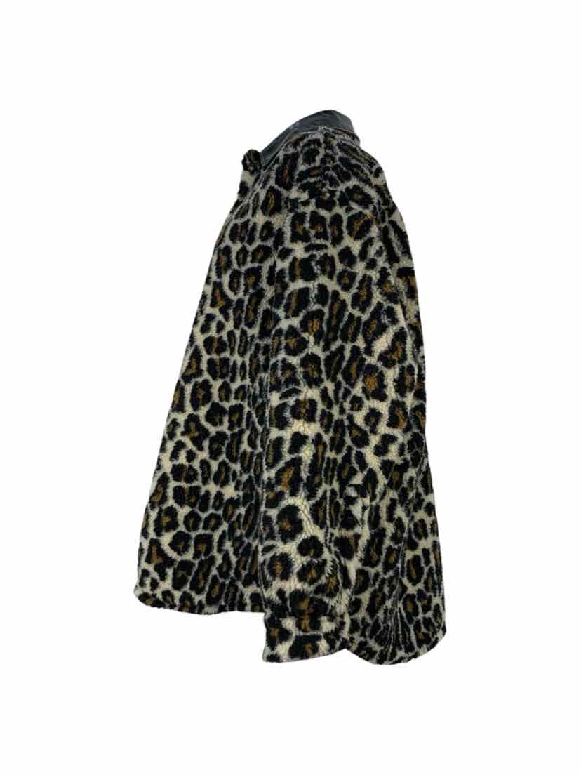 Maison Martin Margiela Size 40 Faux Leather-Trimmed Leopard  Print Shirt Jacket