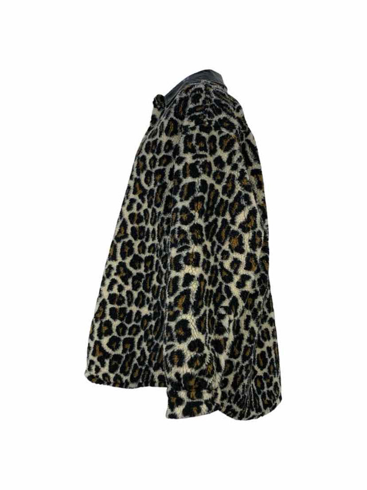 Maison Martin Margiela Size 40 Faux Leather-Trimmed Leopard  Print Shirt Jacket