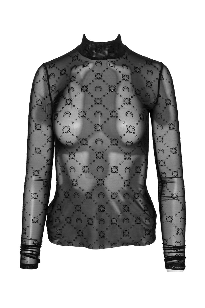 Marine Serre Size S Moonogram-Flocked Mesh Top