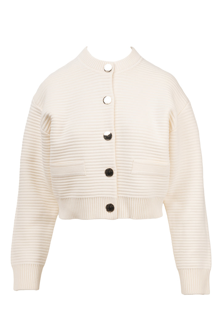 Sandro Size 2 Cropped Ribbed Knit Jacket