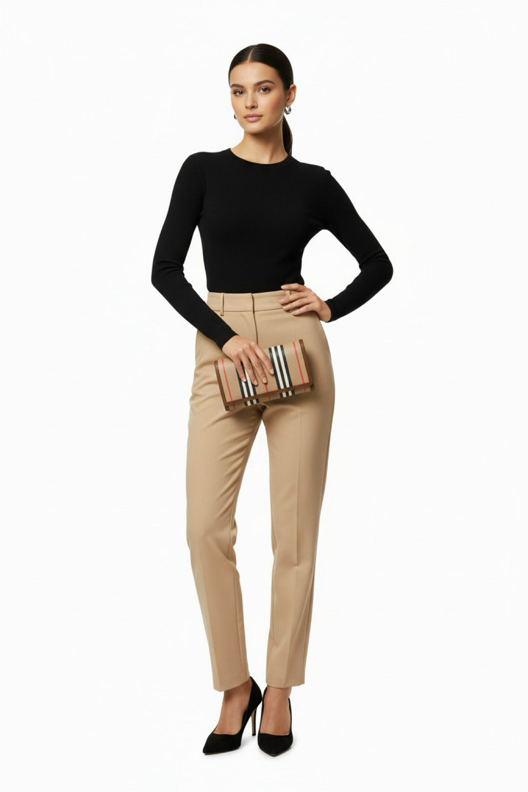 Burberry E-Canvas Icon Stripe Hannah Wallet With Detachable Strap