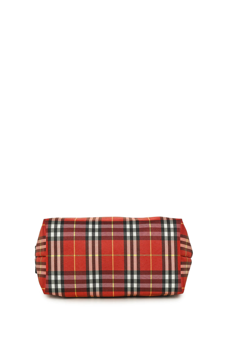 Burberry Saffiano Leather Trimmed Check Print Mini Nylon Shoulder Bag