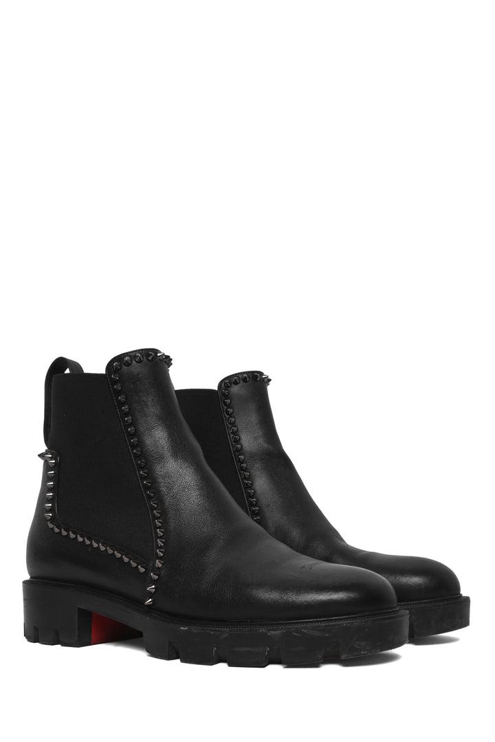 Christian Louboutin Size 39 Out Lina Spike Leather Ankle Boots