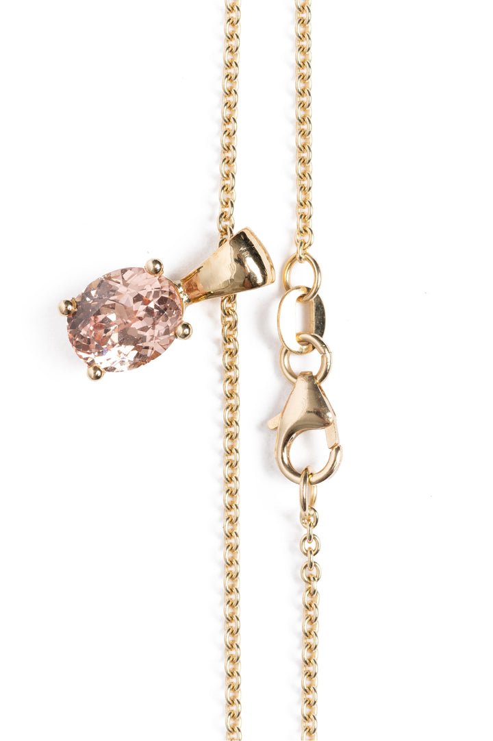 18K Yellow Gold Malaya Peach Garnet Pendant Necklace
