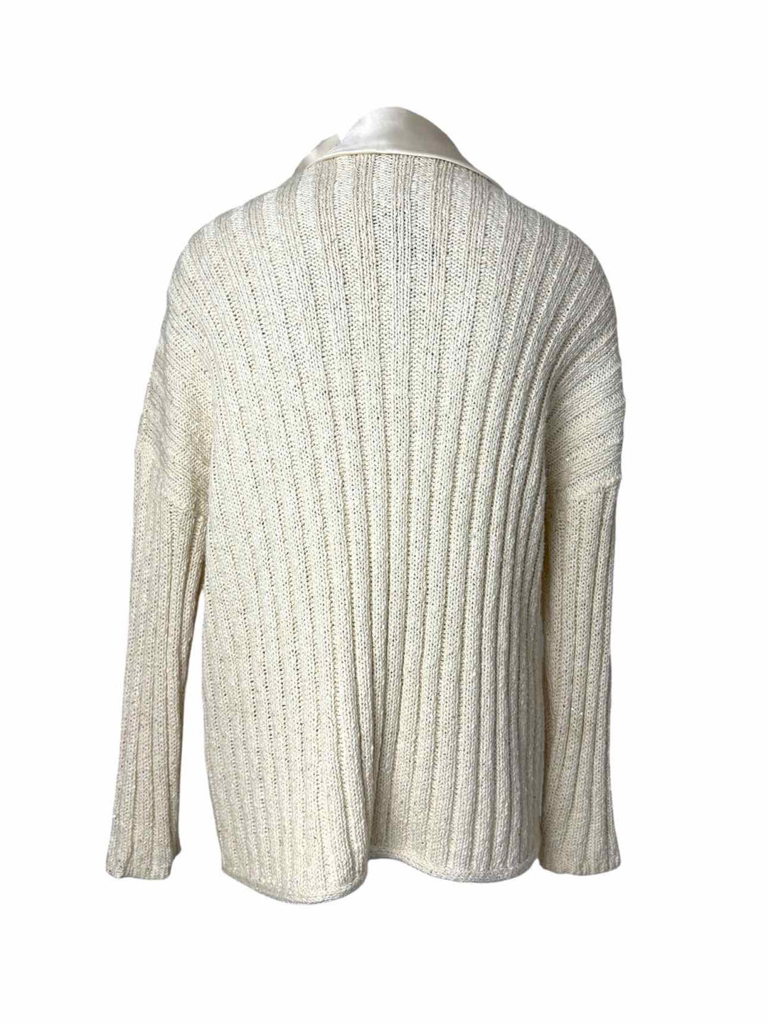 Brunello Cucinelli Size M Metallic Ribbed Cotton Blend Cardigan