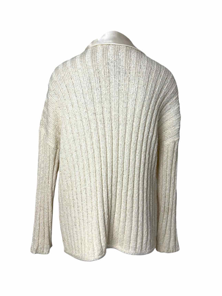Brunello Cucinelli Size M Metallic Ribbed Cotton Blend Cardigan