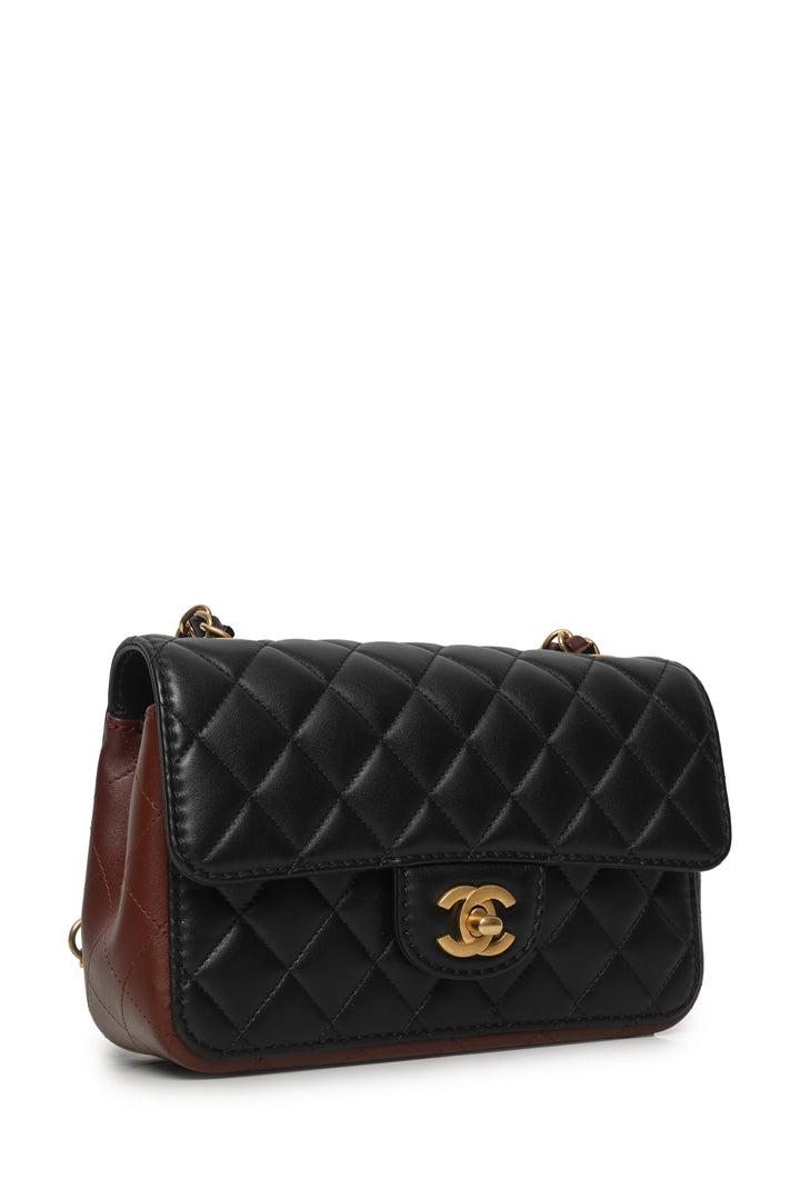 Chanel 2020 Bicolor Quilted Calfskin Small Strap Into Flap Bag