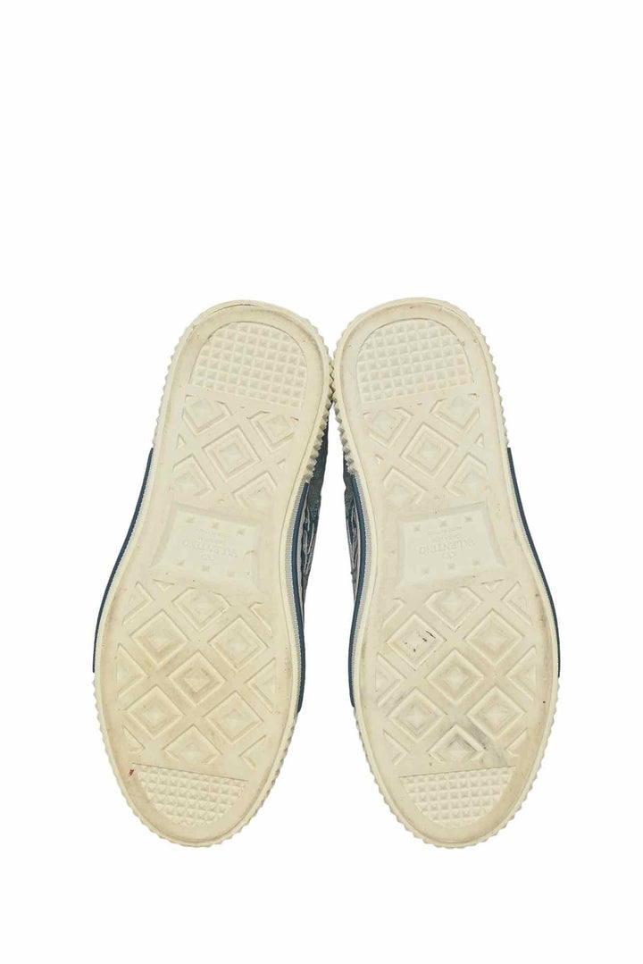 Valentino Size 36.5 Denim Butterfly Embroidered Sneaker