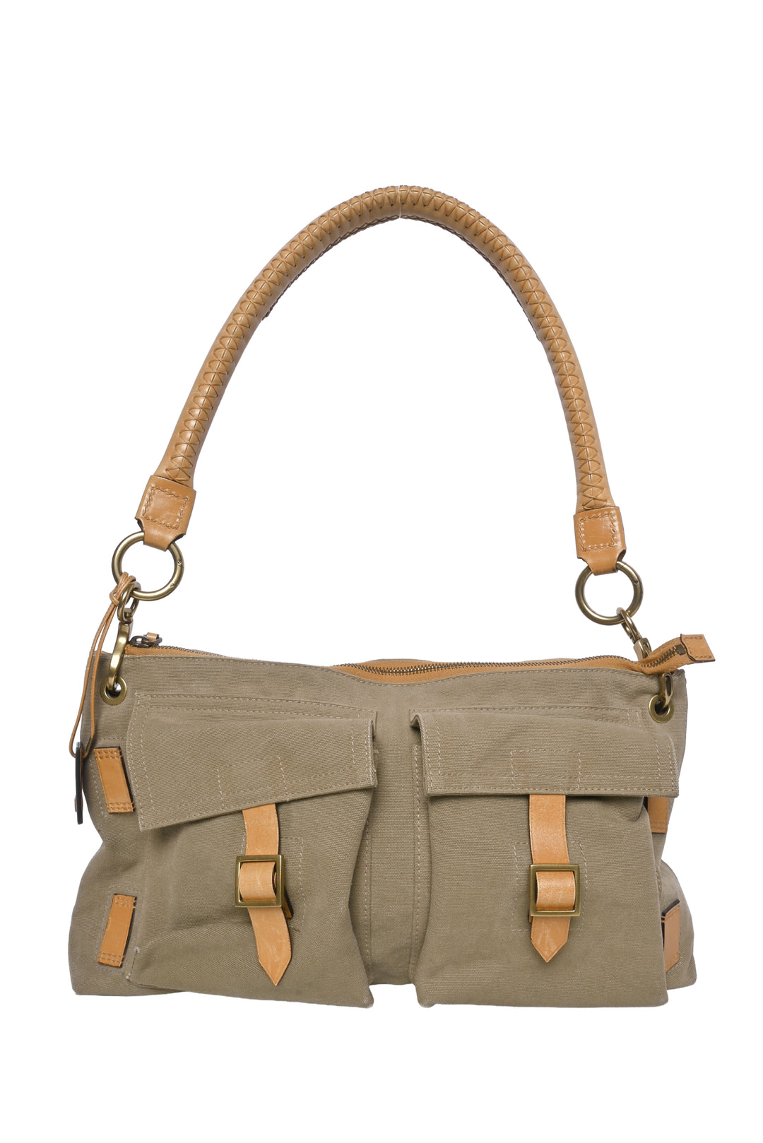 Gucci Vintage Utilitarian Canvas Shoulder Bag